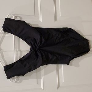 Gaynor Minden Ballet Dance Black V Neck Cinch Front Size Medium Adult Leotard